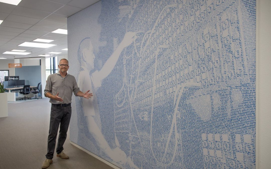 Creatie kunstwerk tbv wandbekleding kantoor