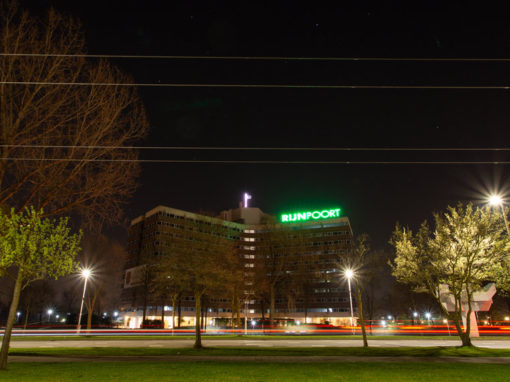 Video verlichting Rijnpoort gebouw Bordbusters